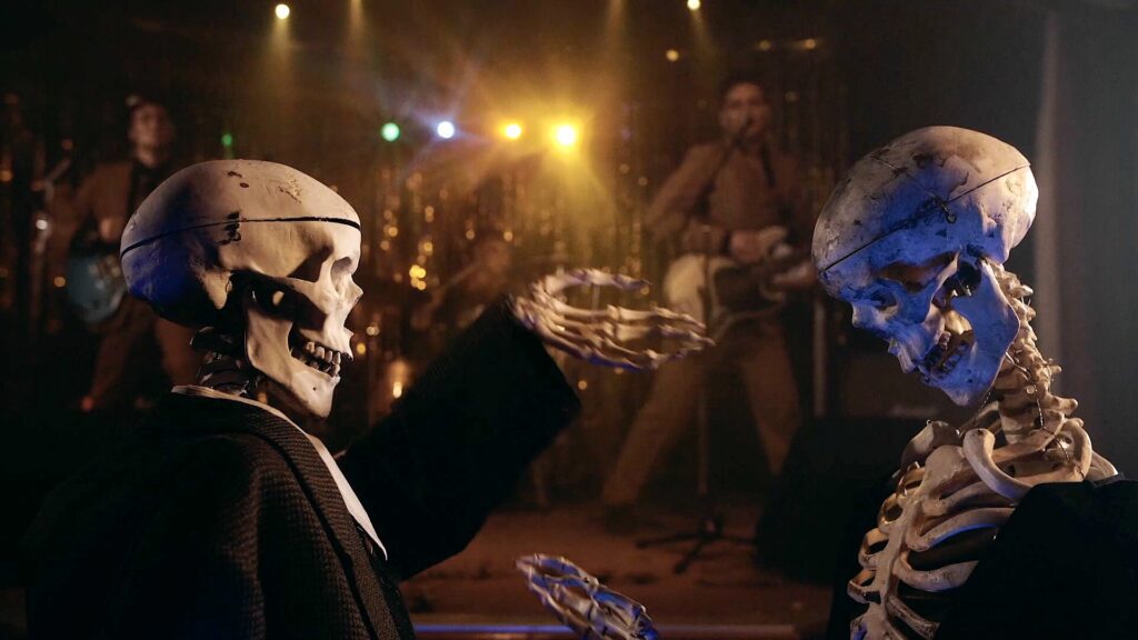 skeletons from press to meco familair ground music video by videoink a video production company in manchester
